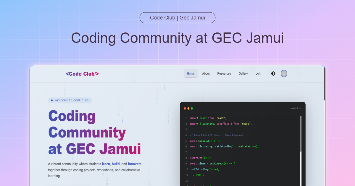 CODE-CLUB GEC Jamui technical club website and events portal by Anikesh Roy